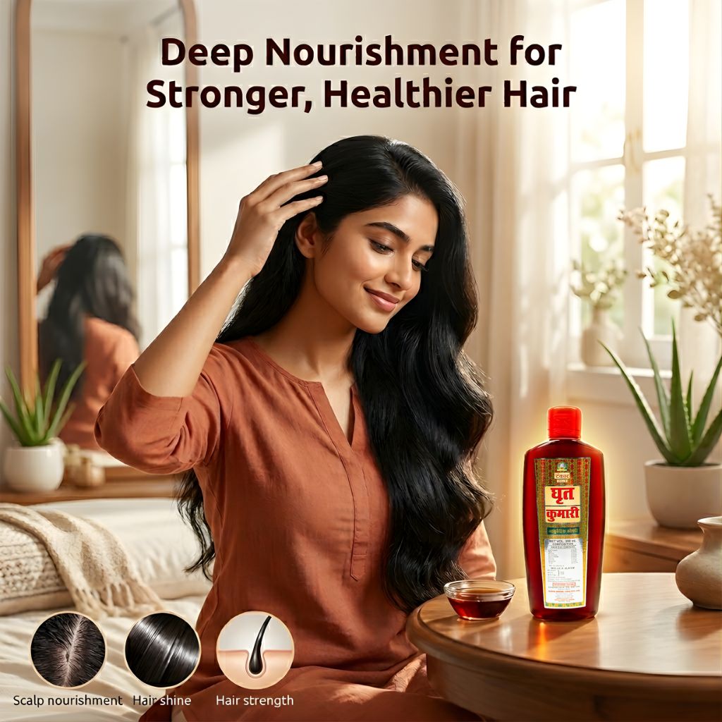 Ghrit Kumari Hair Oil, Ghrit Kumari Hair Oil Lifestyle, Lifestyle of Ghrit Kumari Hair Oil, Ayurvedic Hair Oil, Best Ayurvedic Hair Oil, Scalp Solution Hair Oil